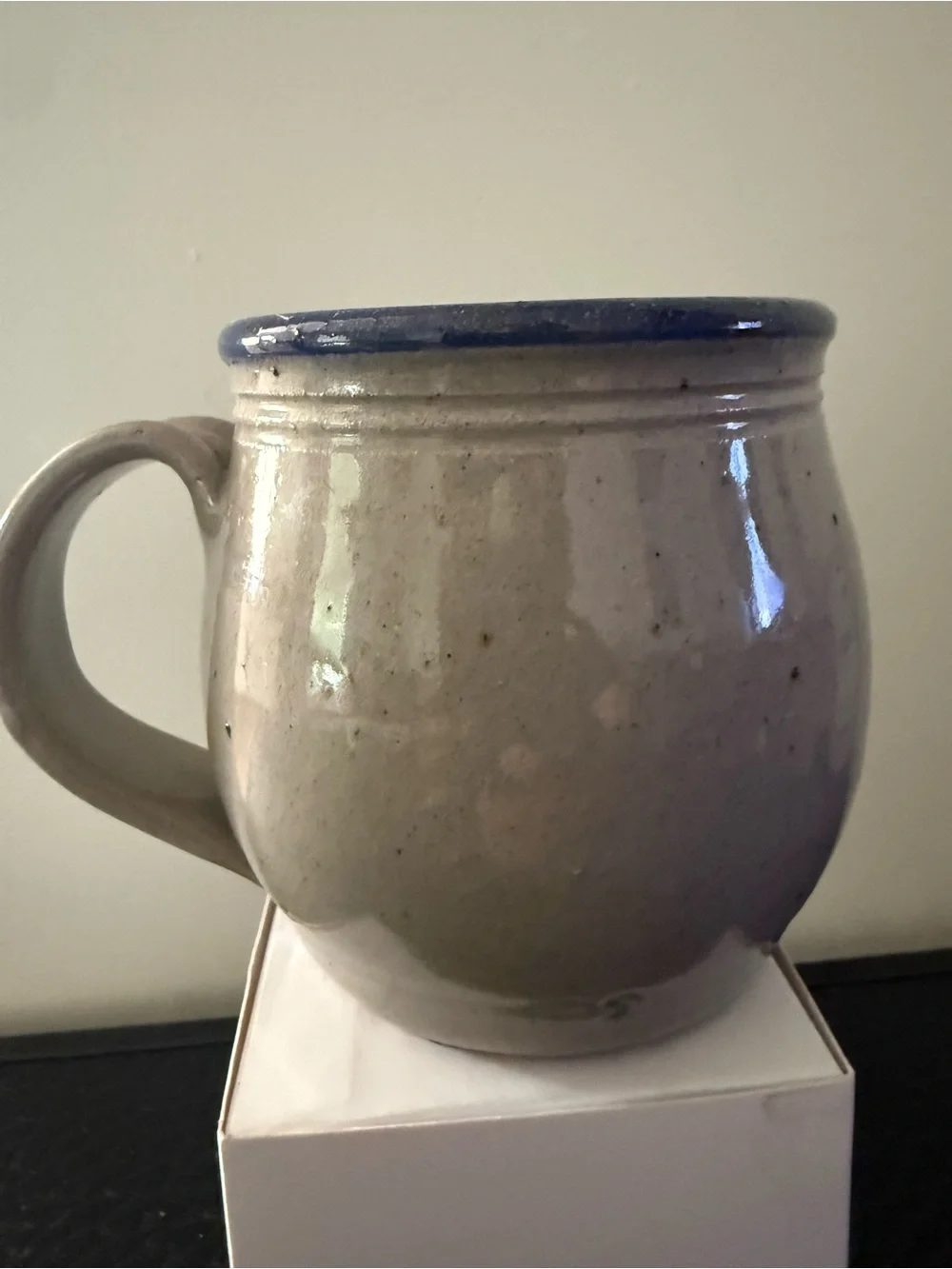 Blue & Cream Stoneware Mug -